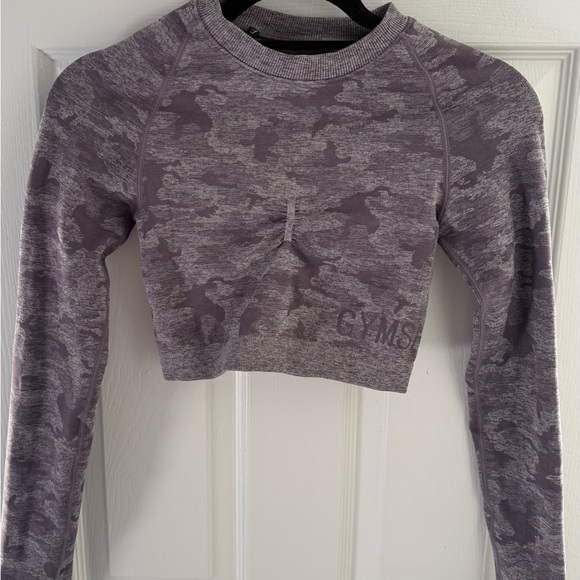 Gymshark Women Medium Purple Camo Crop Workout Too - Picture 4 of 6